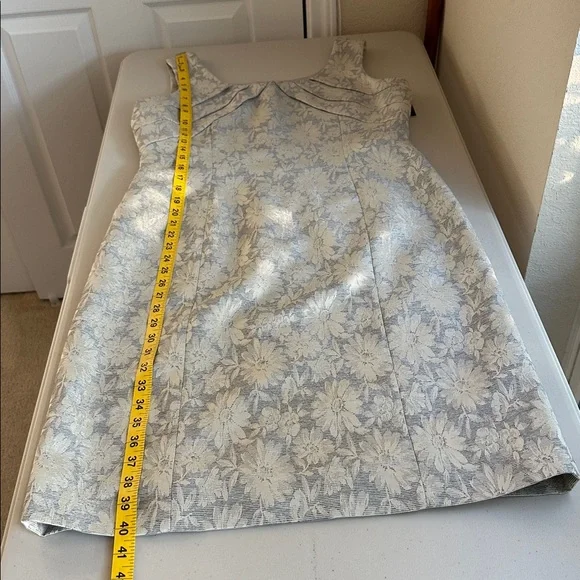 NWT Preston & York Cream and Gray Floral Dress Size 10 With a Coat Size 8. - Picture 11 of 16